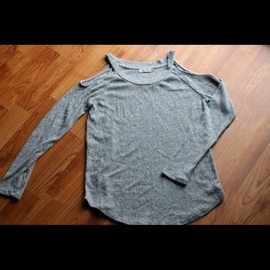 Grey Shoulder Cut Out Sweater